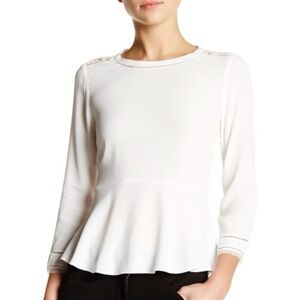 Rebecca Taylor Lace Crepe Peplum Top Size 0